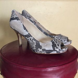 Calvin Klein snakeskin peep toe pump